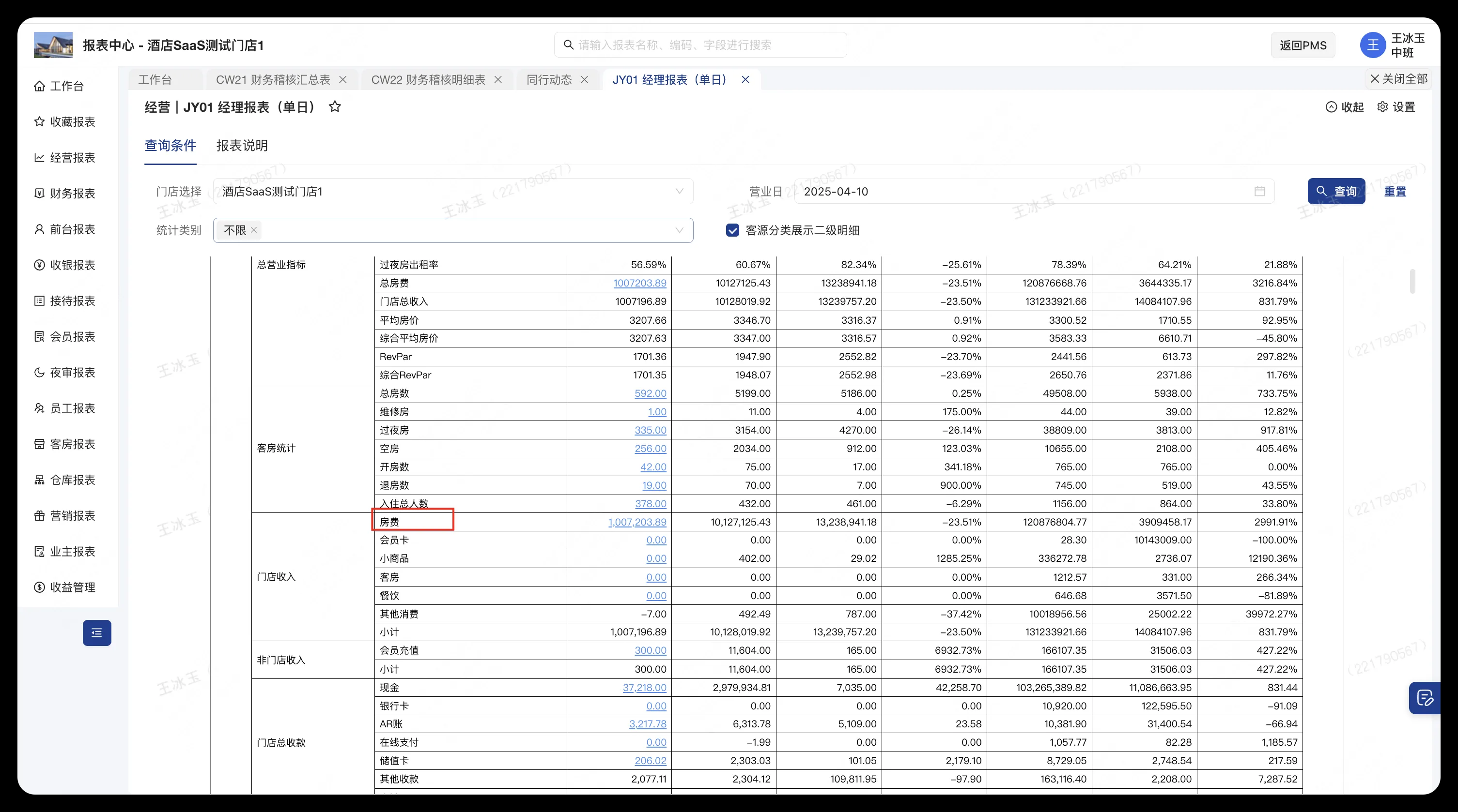 美团PMS酒店系统：【优化】历史日期房费收入计算逻辑调整